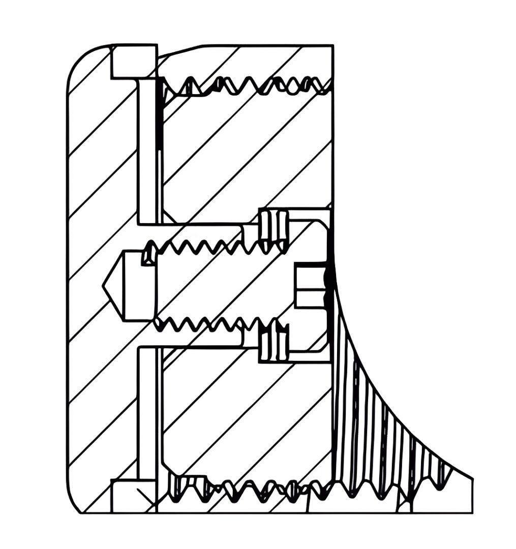 Technical illustration of a threaded connector.