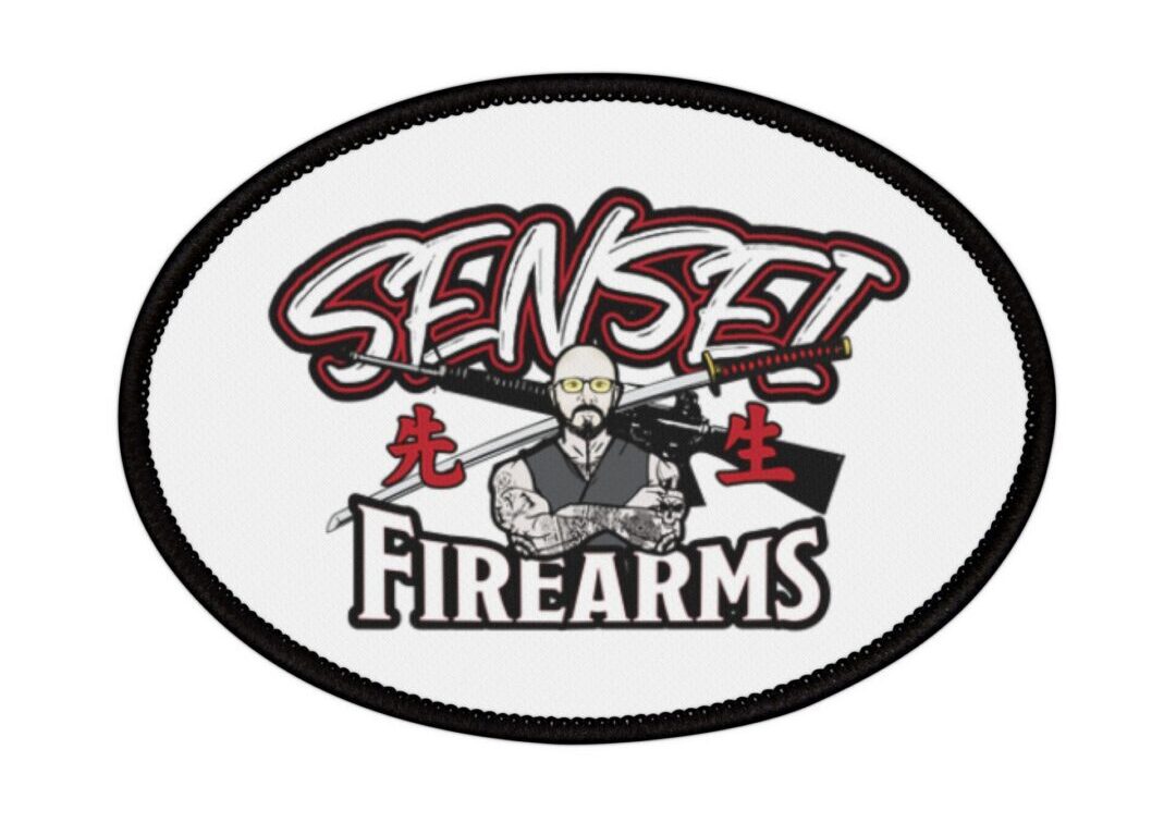 Sensei Firearms logo with cartoon character.