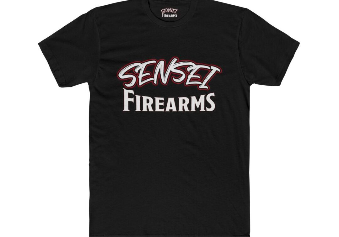 Black T-shirt with "Sensei Firearms" text.